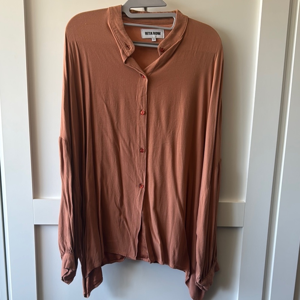 Anthropologie Rita Row Terracotta Oversized Long Sleeve Button Down Shirt